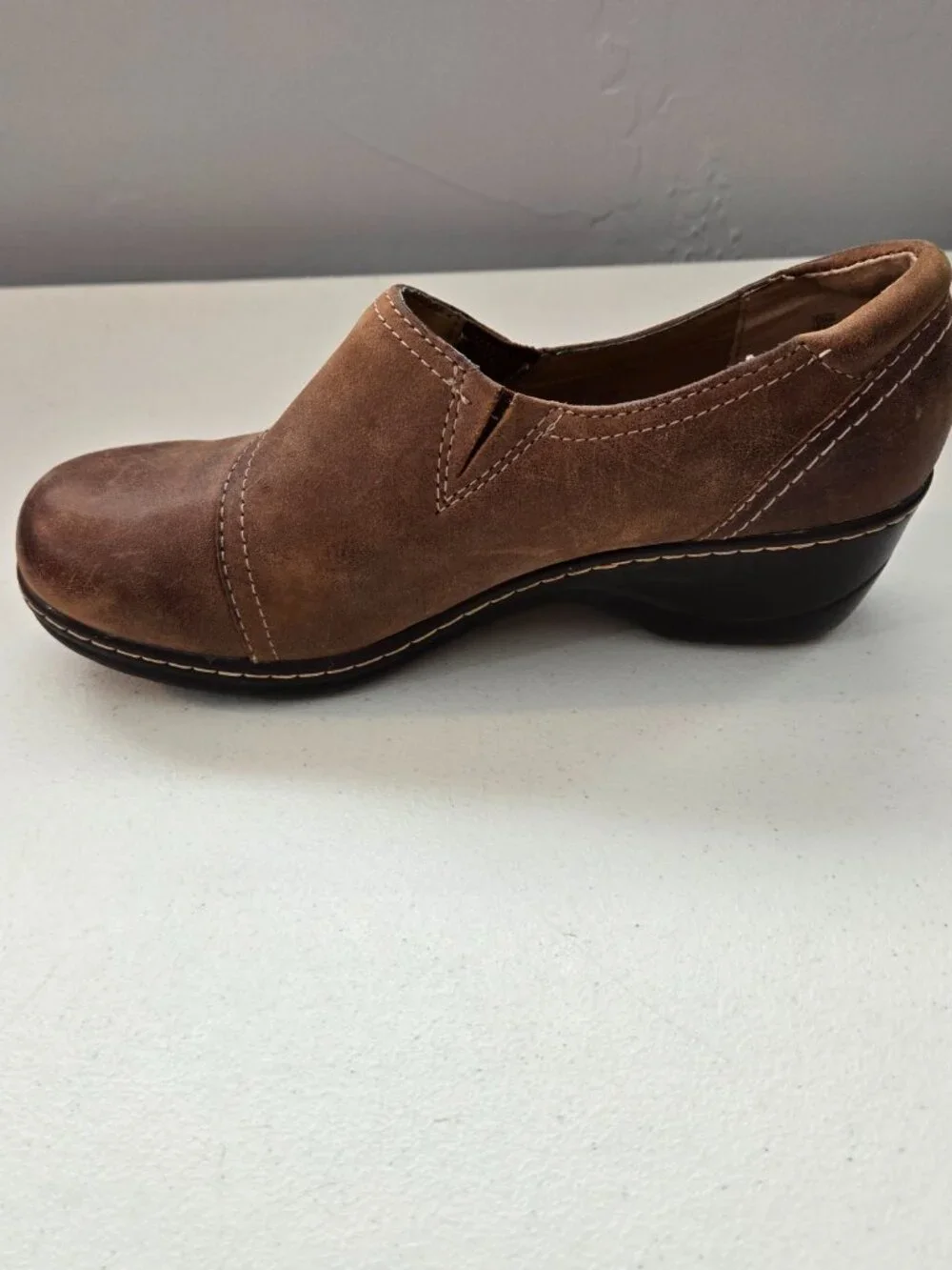 Softspots Women's 7.5W Leather Brown Slip On Ankle Bootie